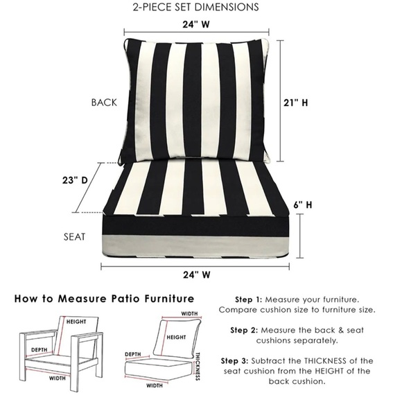 NEW Brooks Brothers Indoor Outdoor Cushions - Black and White - Picture 6 of 6